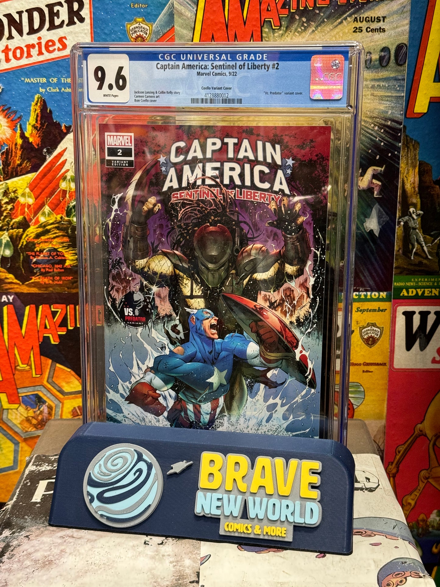 Captain America: Sentinel of Liberty #2 CGC Graded 9.6 Coello Variant Cover Captain America vs Predator
